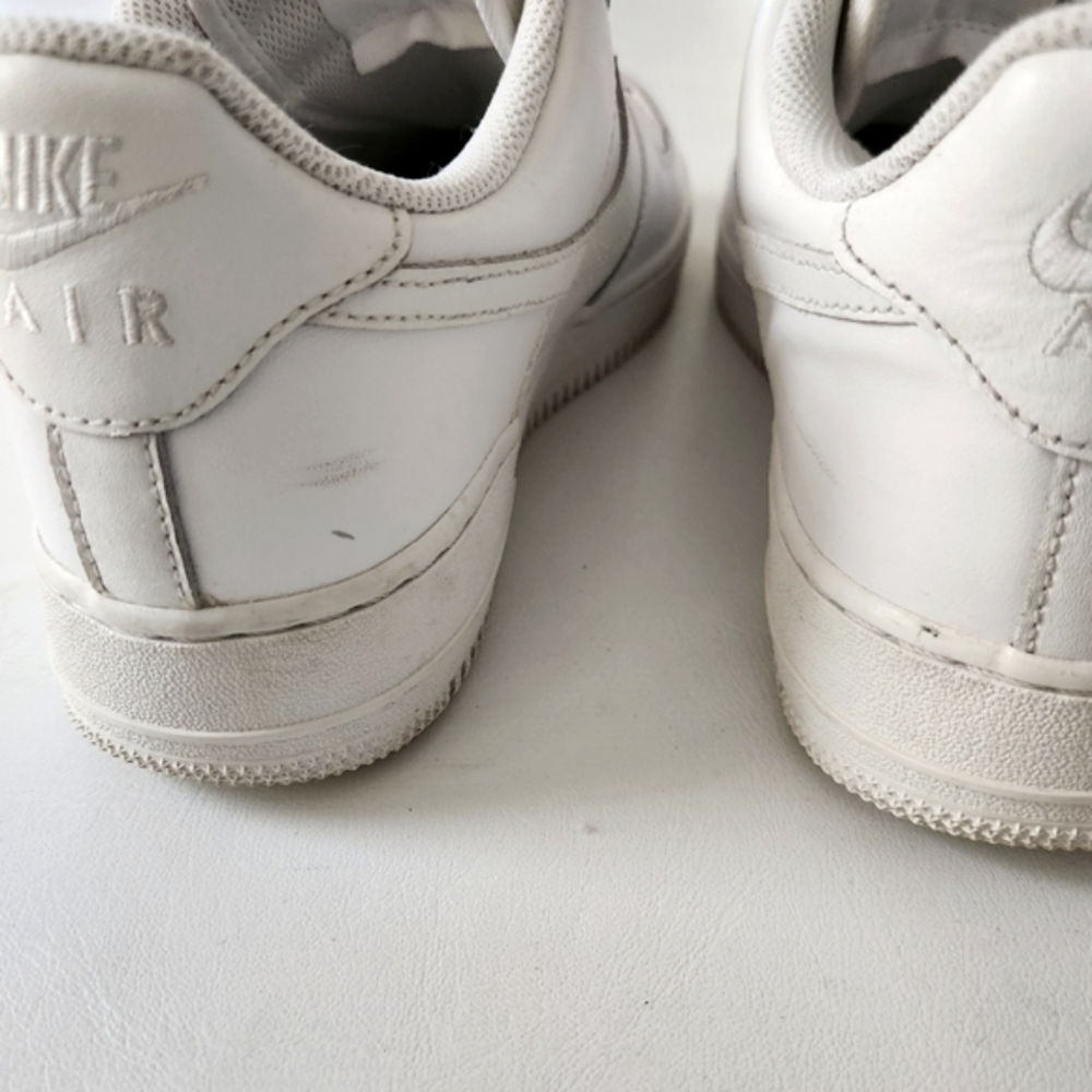 Nike Air Force 1 White Leather Sneakers - Picture 11 of 13